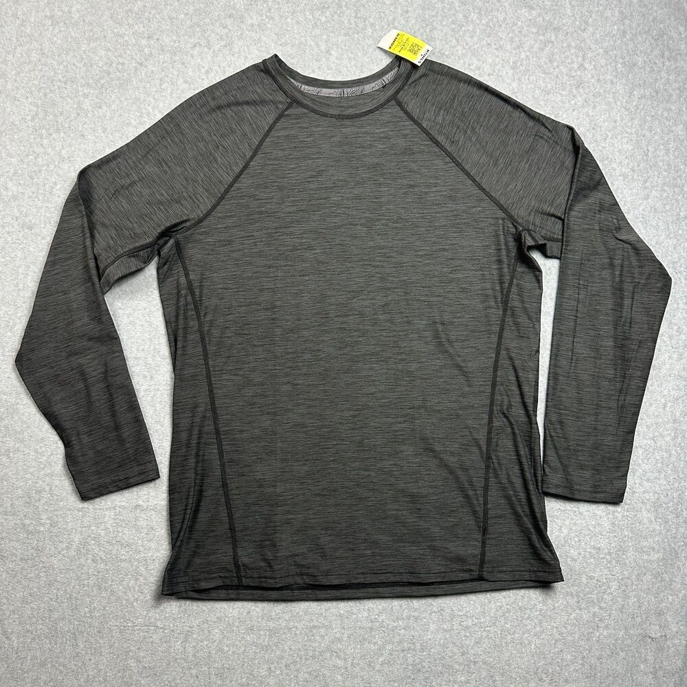Cuddl Duds Climate Sport Mens Large Gray Athletica Long Sleeve Crew Neck Shirt